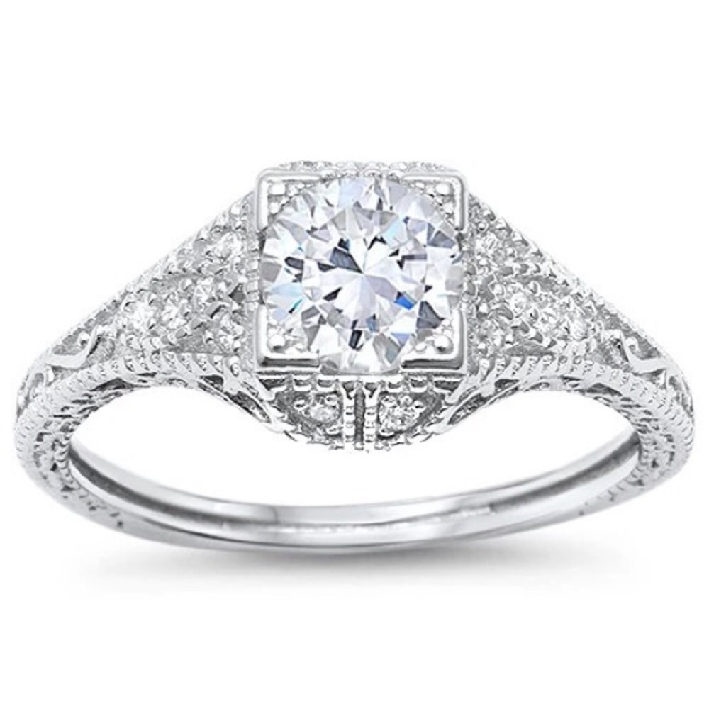 Antique .925 Sterling Silver Solitaire Ring - Picture 7 of 7